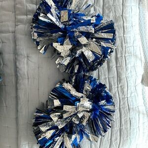 Cheerleading Pom poms blue silver used once for Halloween